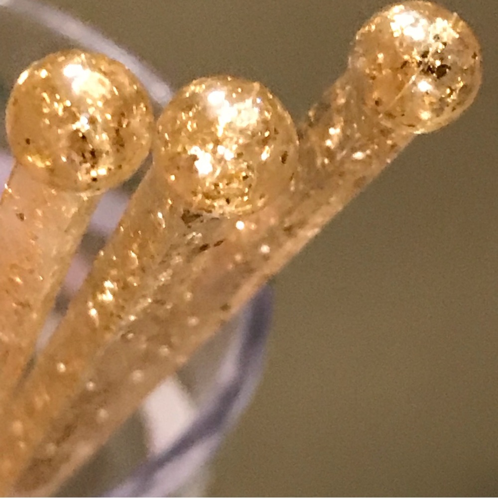 Vintage  9 Swizzle Sticks clear plastic with Gold glitter cocktail bar ware - Picture 5 of 11
